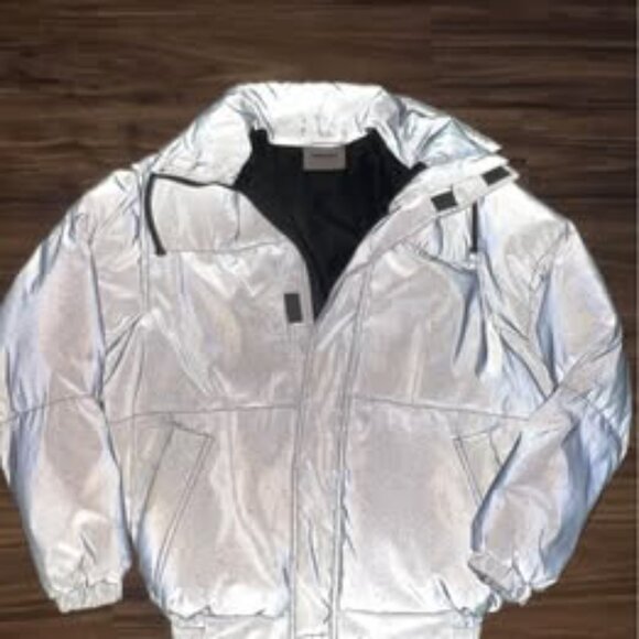 Essentials Fear of God grey black 3M reflective nylon puffer jacket XXS - Picture 4 of 8